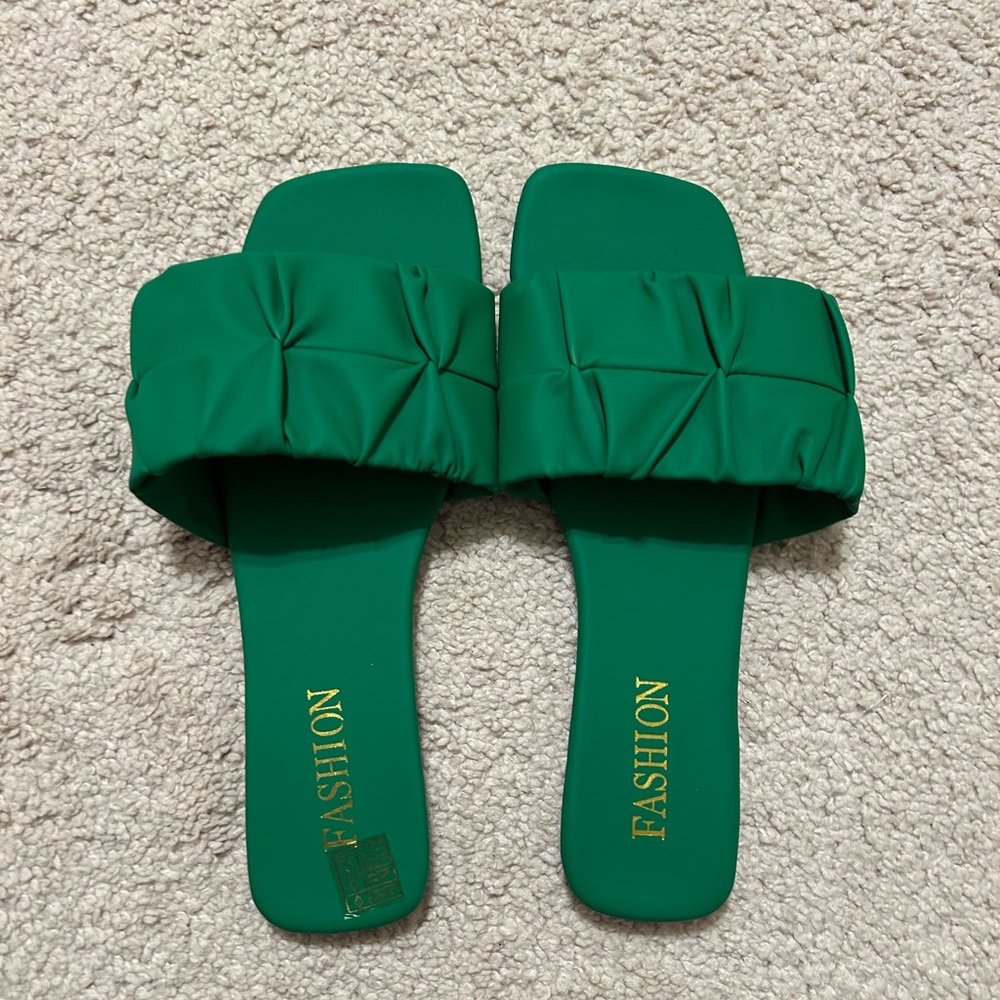 Green Women's Slide Sandals